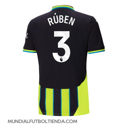 Camiseta Manchester City Ruben Dias #3 Segunda Equipación Replica 2024-25 mangas cortas